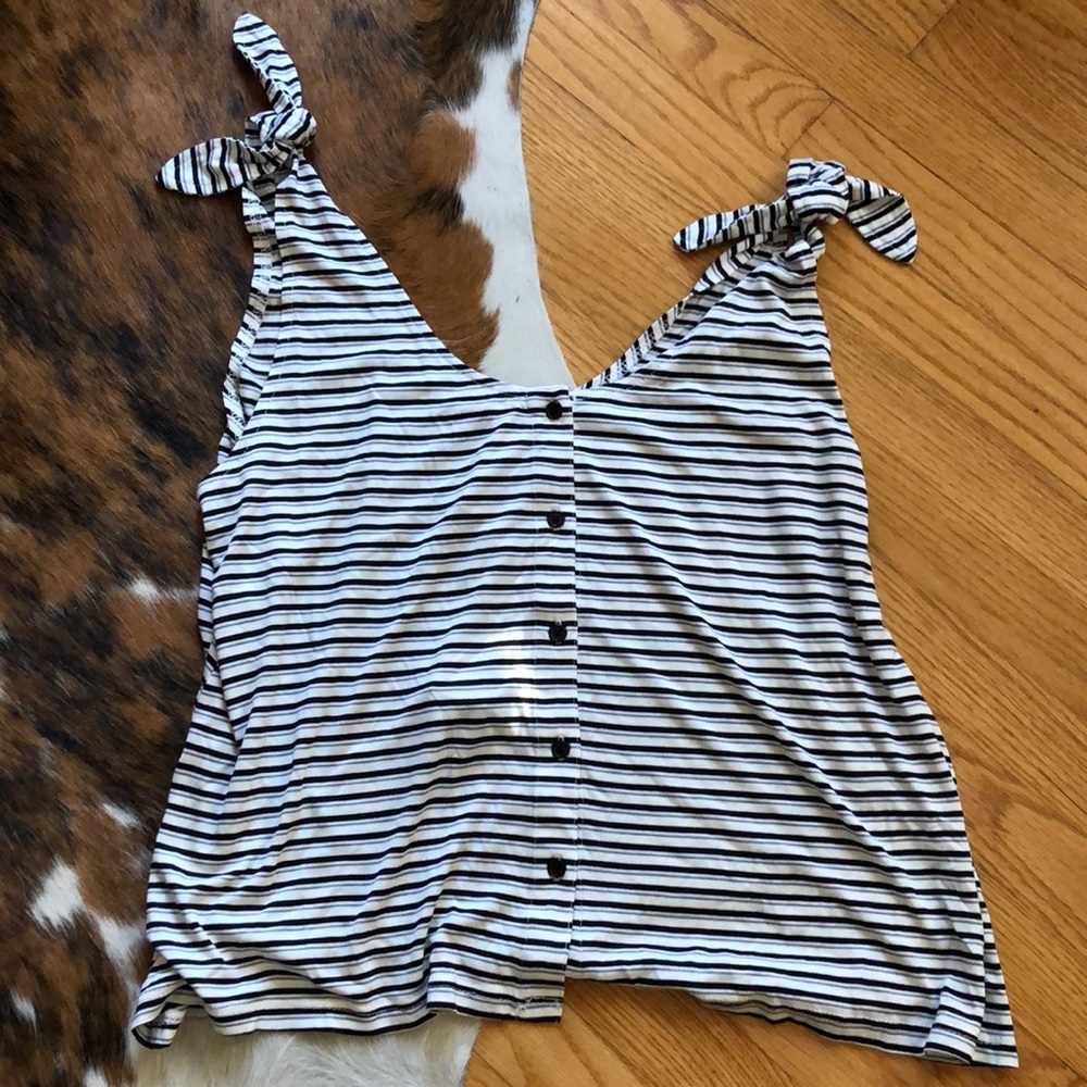 Cupcakes and cashmere striped tank blue white New